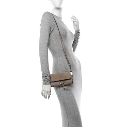 Chloe Suede Calfskin Mini Faye Shoulder Bag Motty Grey 2 of 12