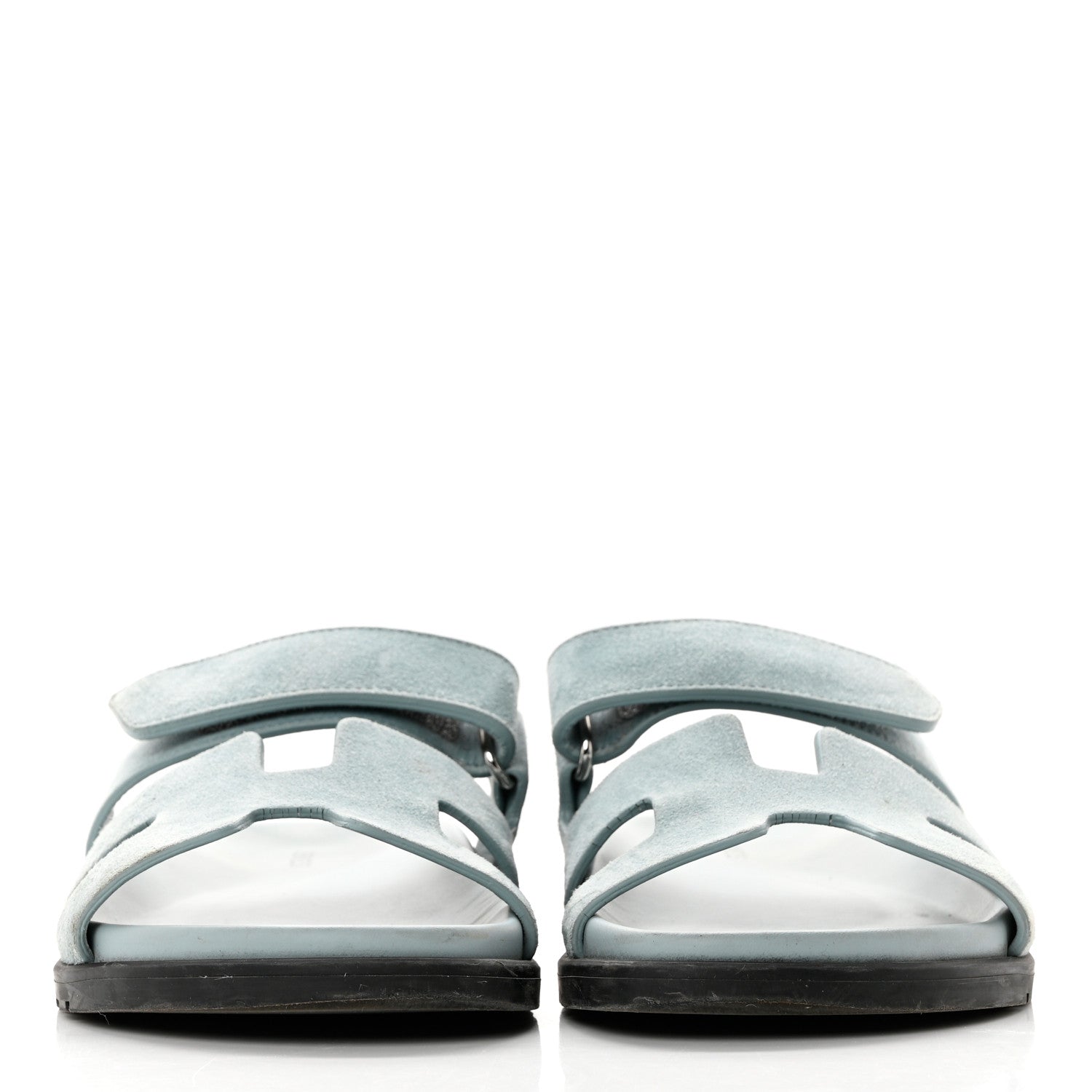 Hermes Suede Goatskin Womens Chypre Sandals 38 Vert D'eau 2 of 12