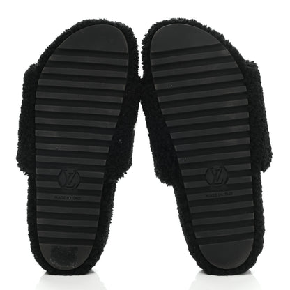 Louis Vuitton Shearling Bom Dia Flat Mules 41 Black 5 of 8
