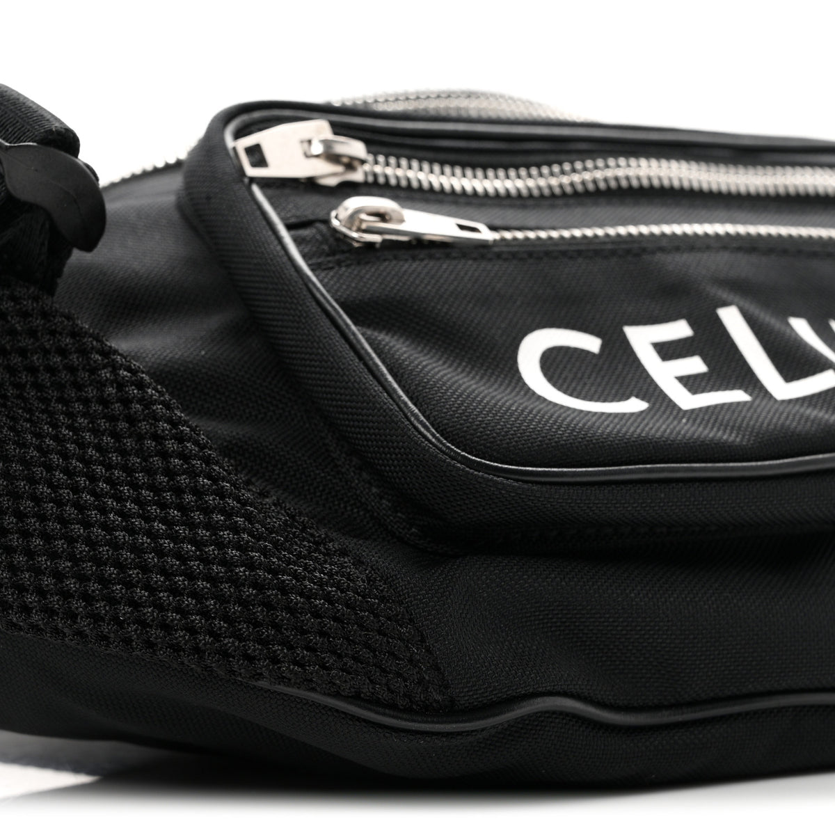 Celine Cotton Gabardine Logo Print Trekking Belt Bag Black 7 of 8