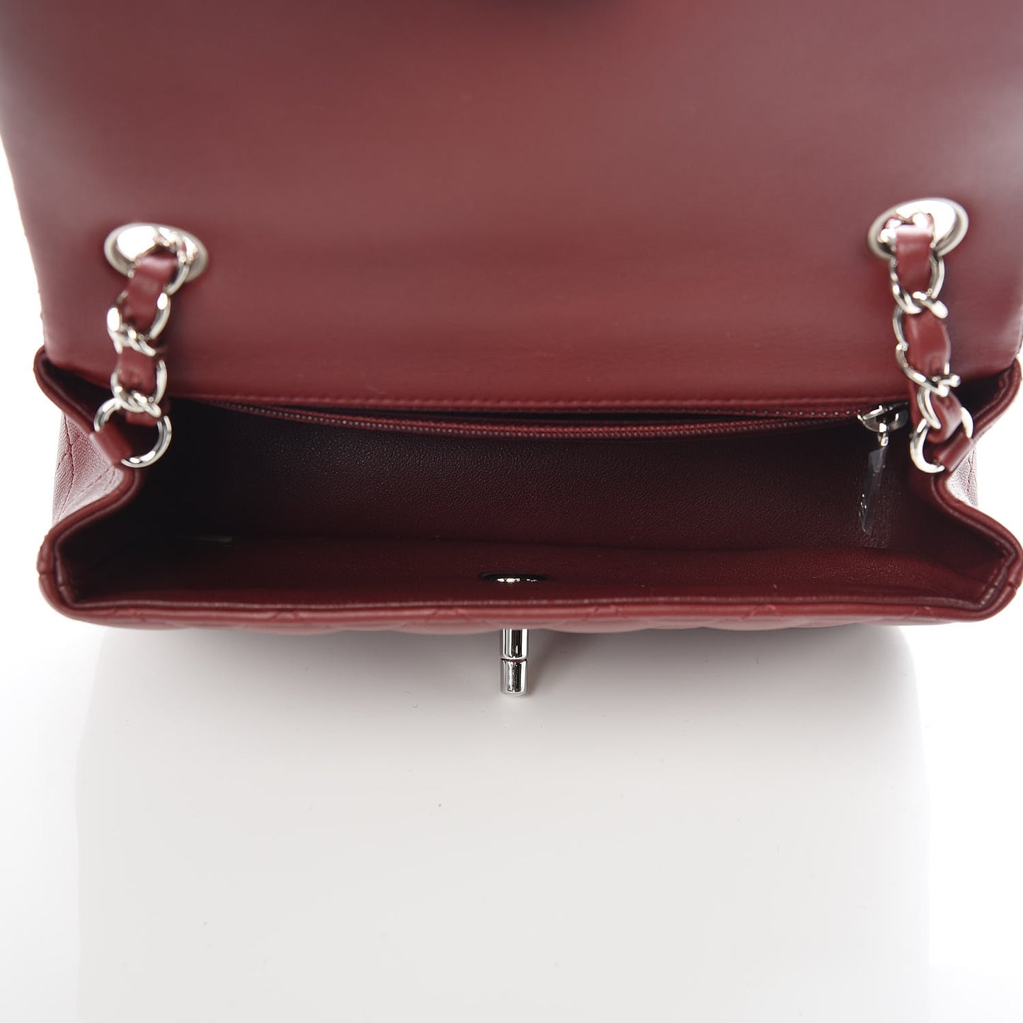 Lambskin Quilted Mini Rectangular Flap Burgundy