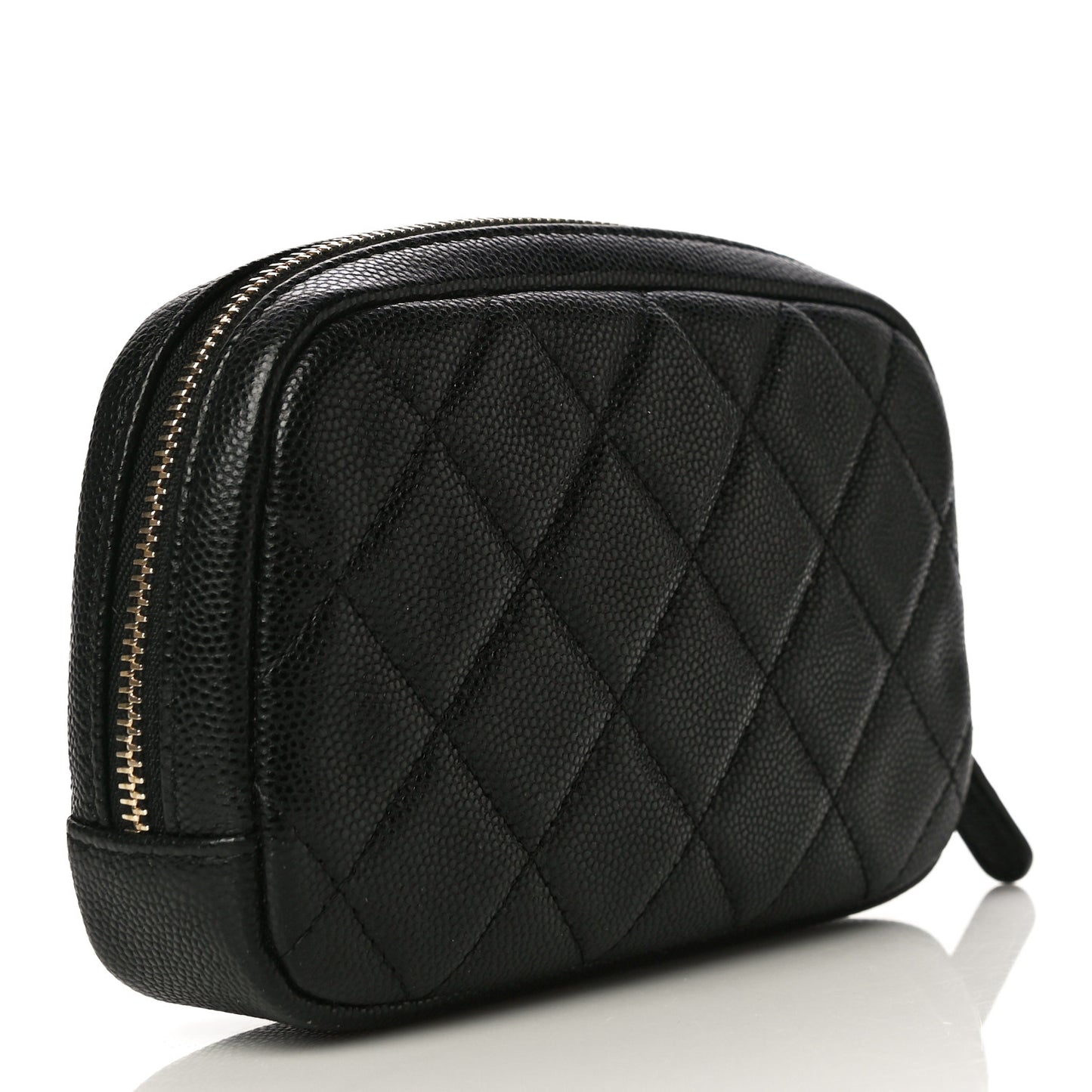 Caviar Quilted Small Curvy Pouch Cosmetic Case Black