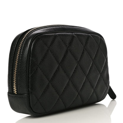 Chanel Caviar Quilted Small Curvy Pouch Cosmetic Case Black 3 of 11