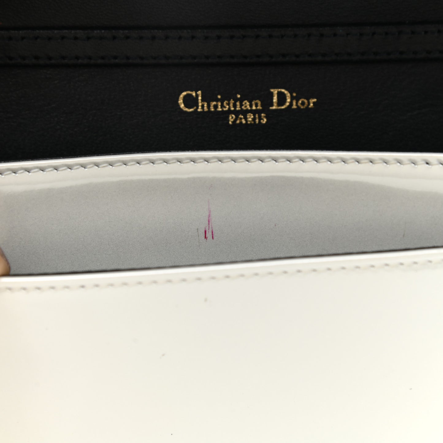 Patent Micro-Cannage Diorama Wallet on Chain Pouch White