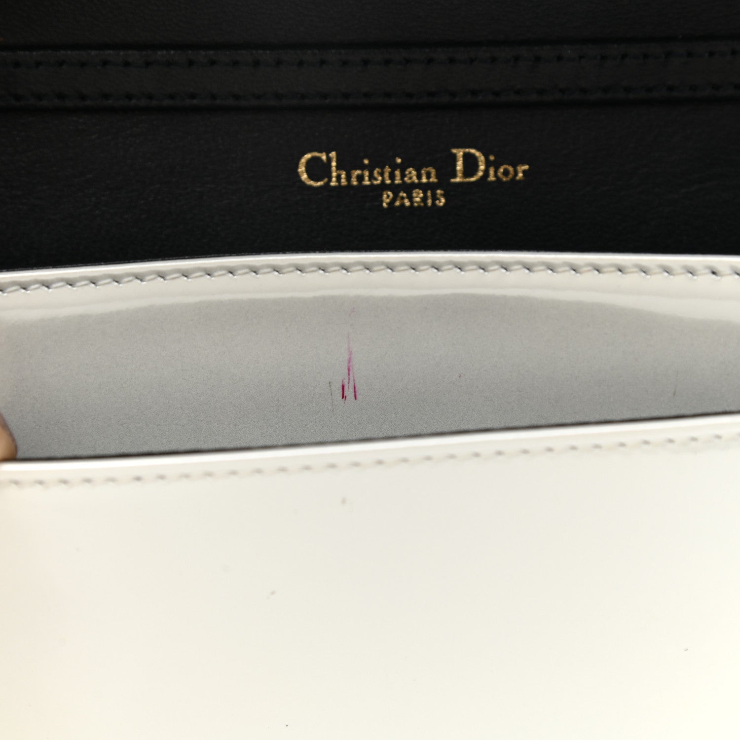 Christian Dior Patent Micro-Cannage Diorama Wallet on Chain Pouch White 13 of 15