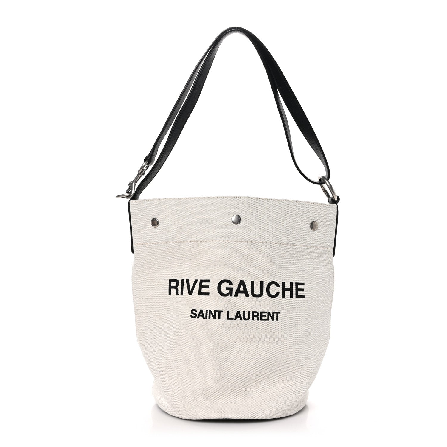 Saint Laurent Linen Calfskin Rive Gauche Bucket Bag Greggio Natural 1 of 10
