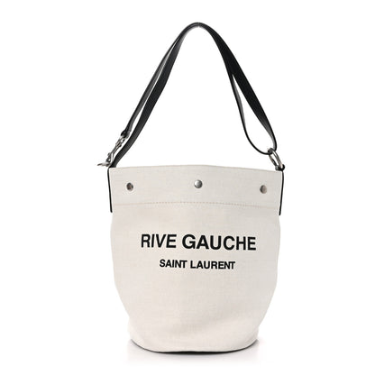 Saint Laurent Linen Calfskin Rive Gauche Bucket Bag Greggio Natural 1 of 10