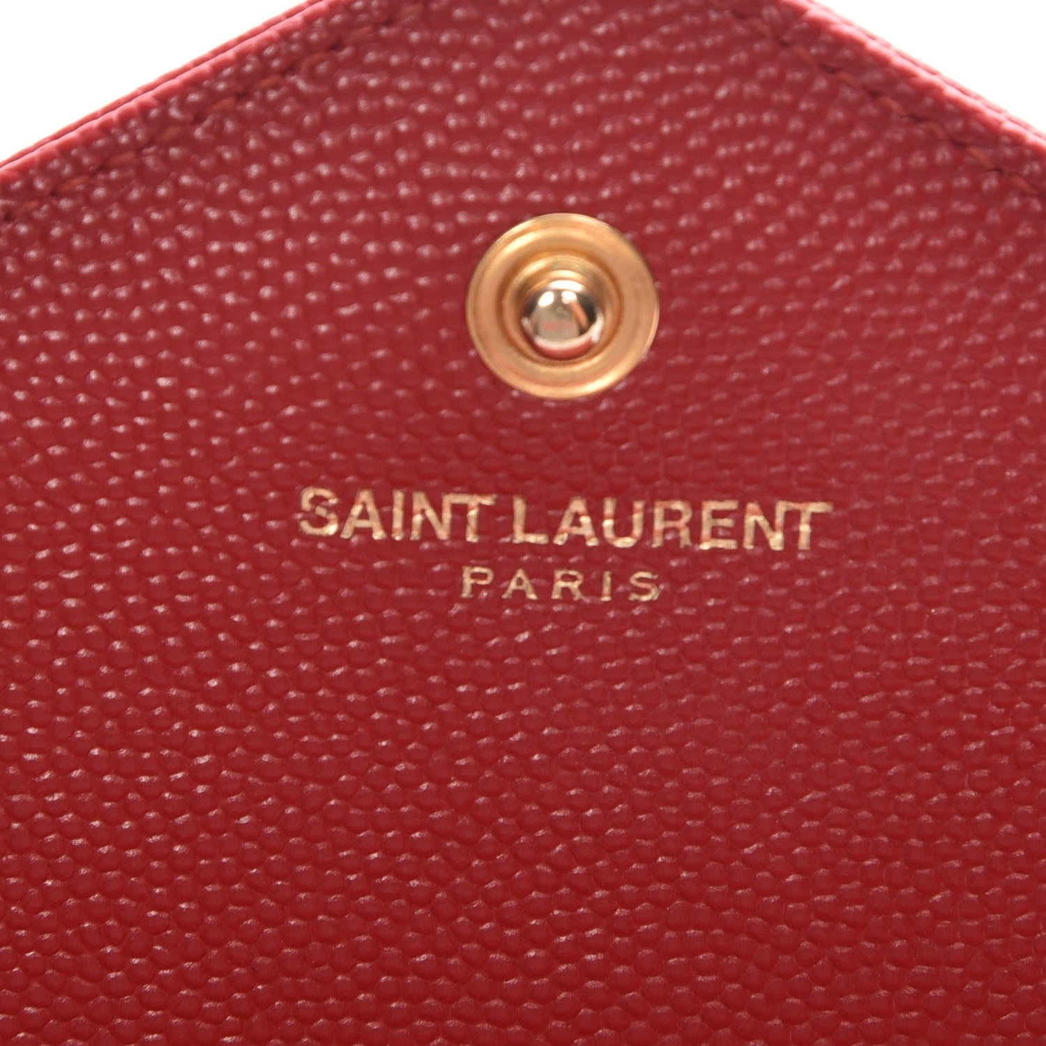 Saint Laurent Grain De Poudre Matelasse Chevron Monogram Chain Wallet Red 7 of 7