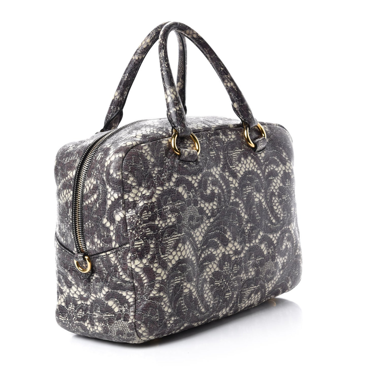 Cervo Lux Print Lace Bauletto Bag Talco