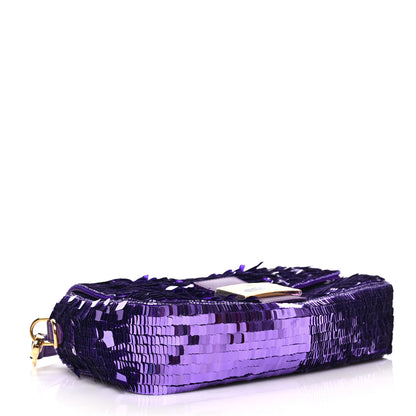 Fendi Sequin Paillettes Shiny Nappa Sex and the City Baguette Viola Purple Rain 4 of 8