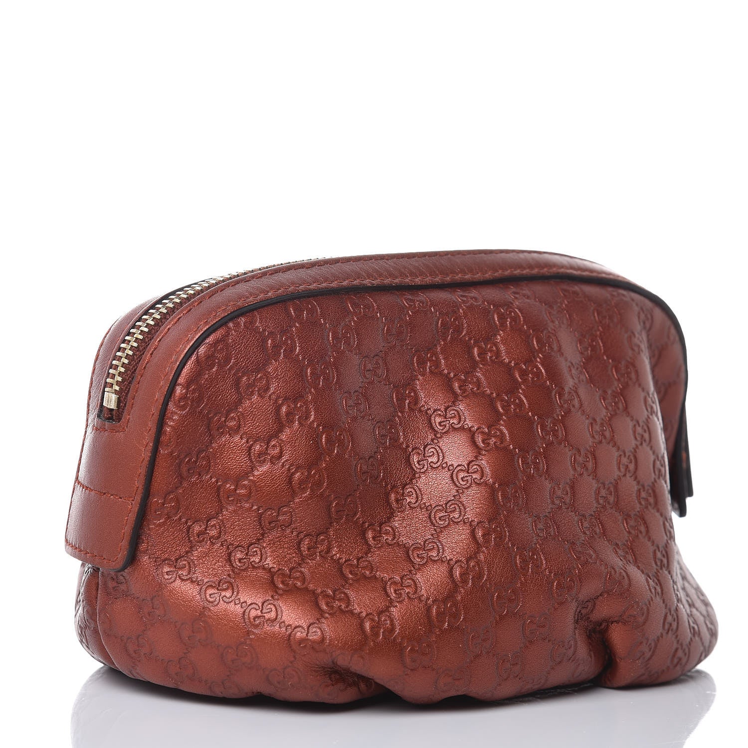 Gucci Metallic Microguccissima GG Cosmetic Case Burnt Orange 3 of 9
