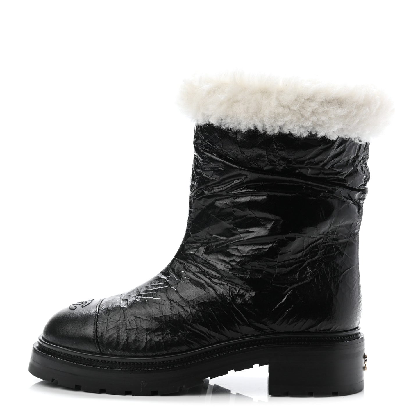 Lambskin Shearling Short Boots 40 Black