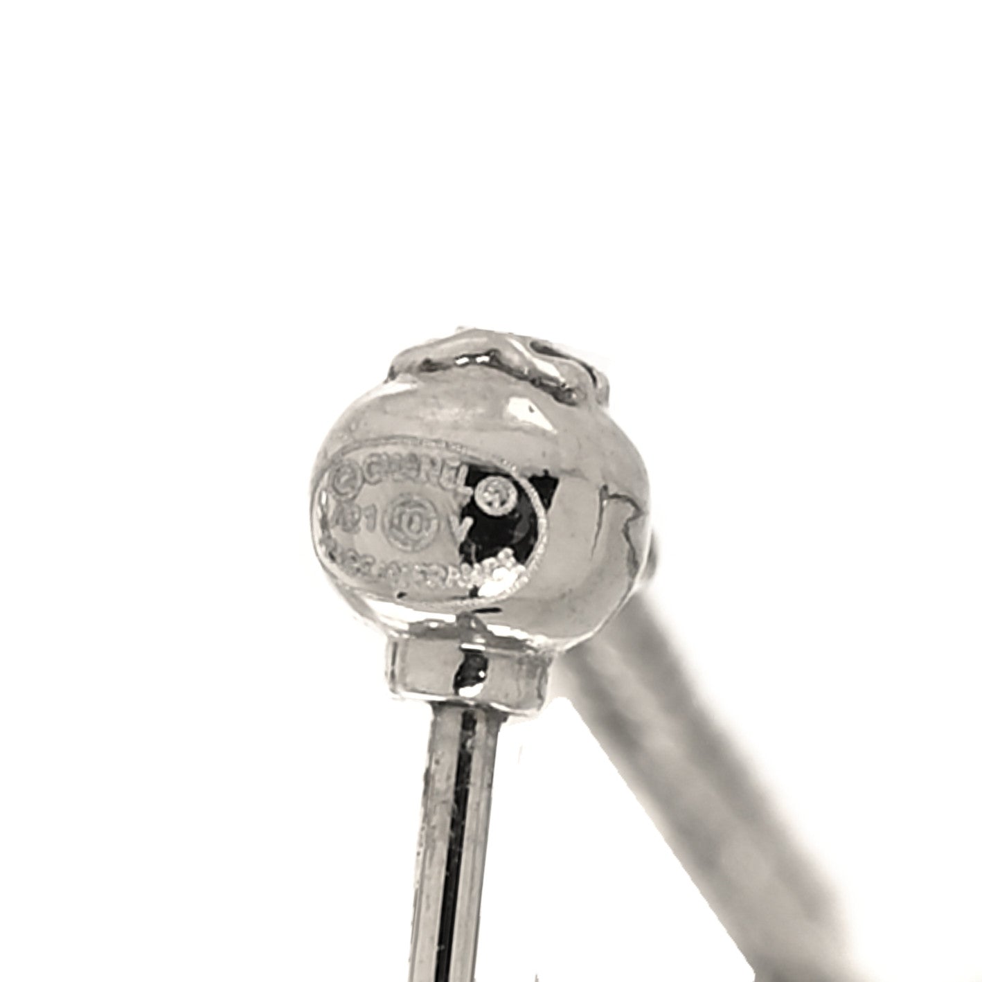 Baguette Crystal CC Drop Earrings Silver