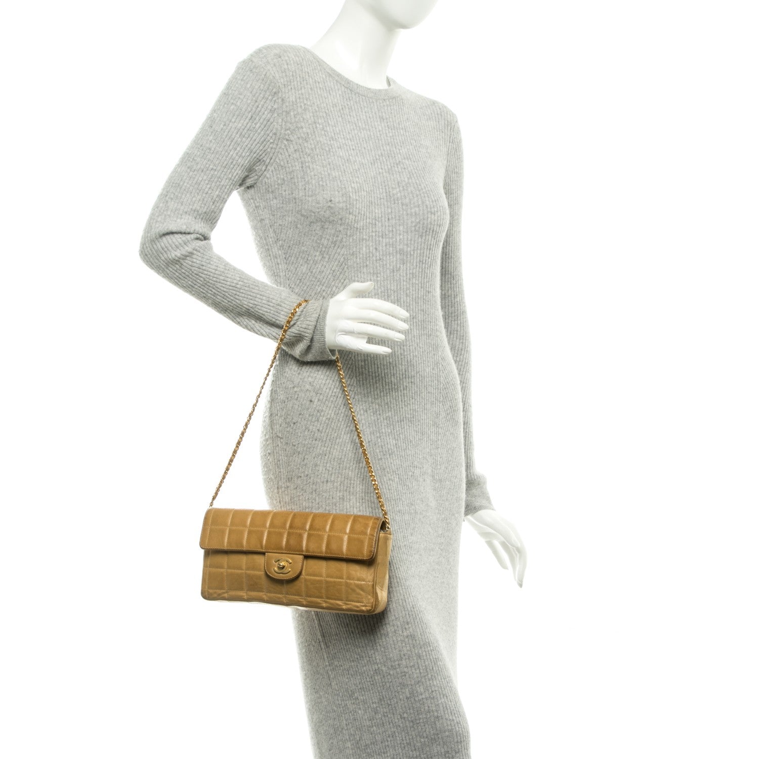 Chanel Lambskin East West Chocolate Bar Flap Beige 2 of 10