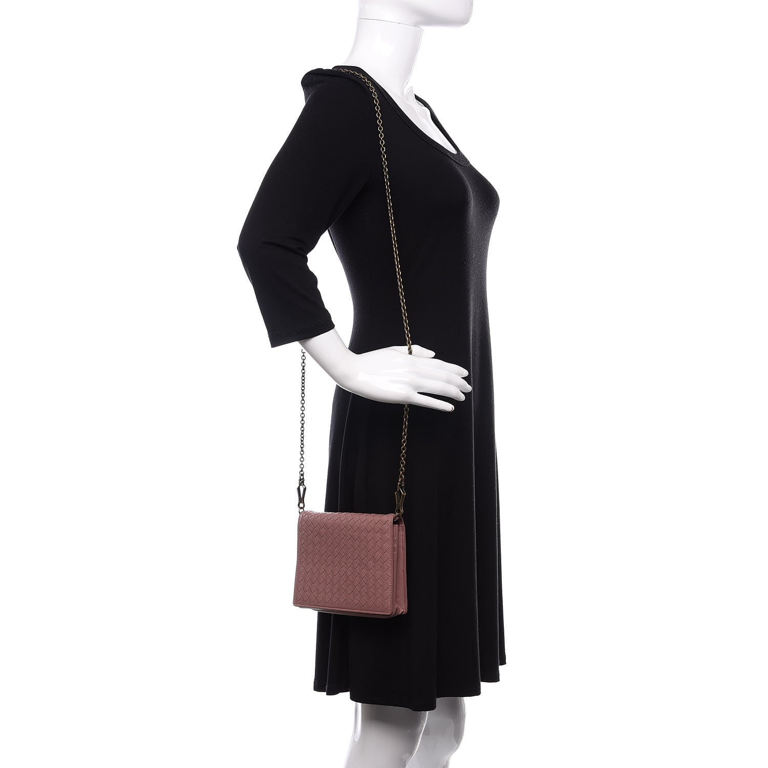 Bottega Veneta Nappa Intrecciato Chain Wallet Deco Rose 2 of 9
