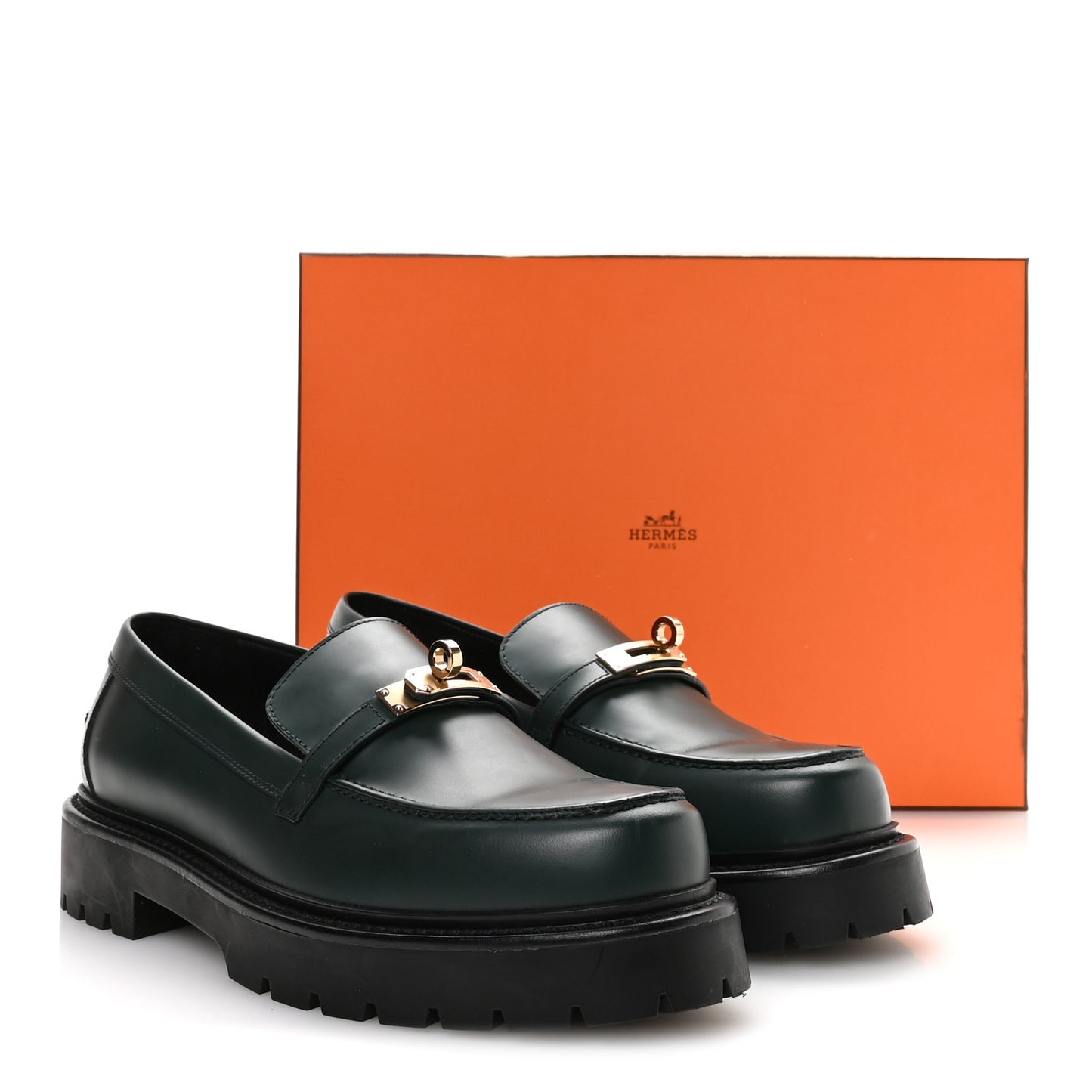 Glazed Calfskin Womens Icone Loafers 40 Vert Bouteille
