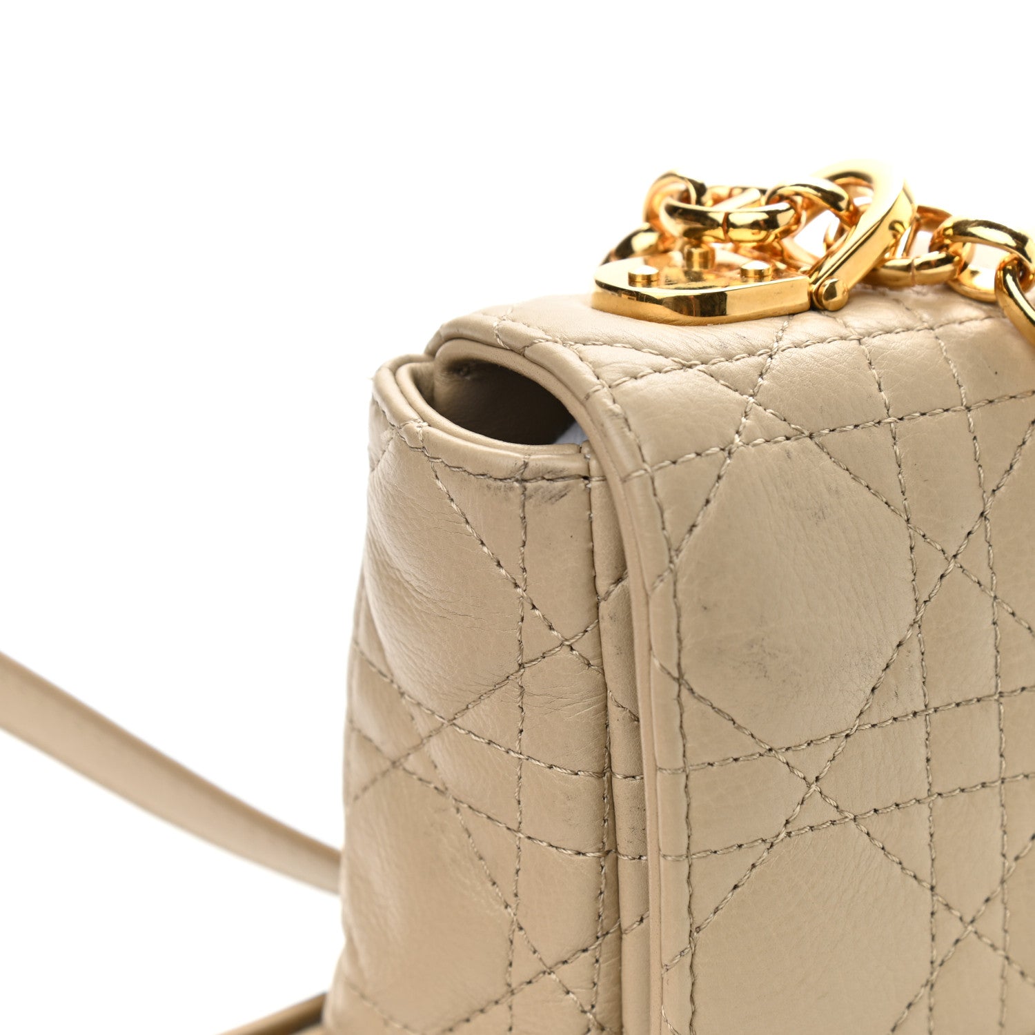 Christian Dior Lambskin Cannage Small Caro Bag Beige 8 of 15