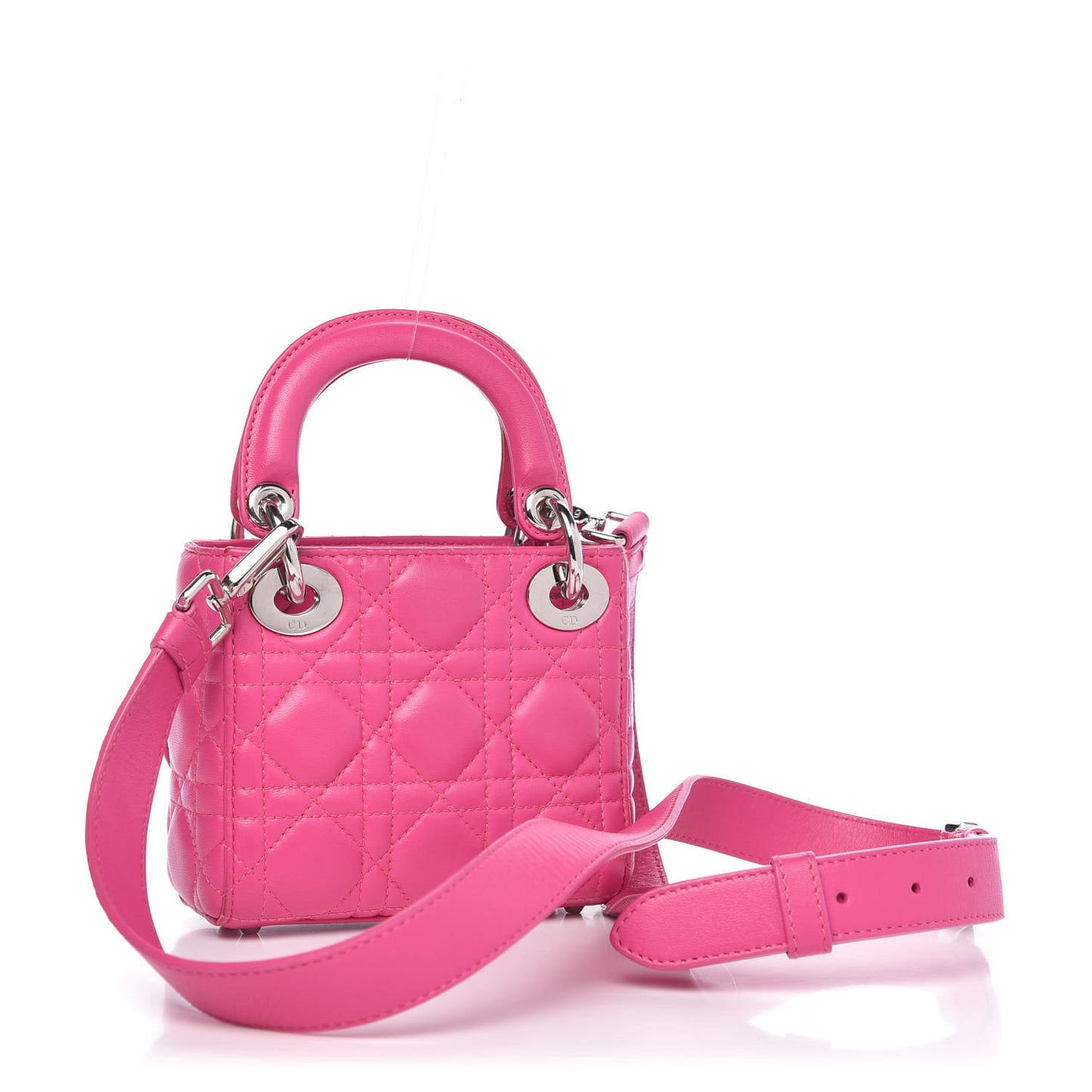 Lambskin Cannage Nano Lady Dior Fuchsia