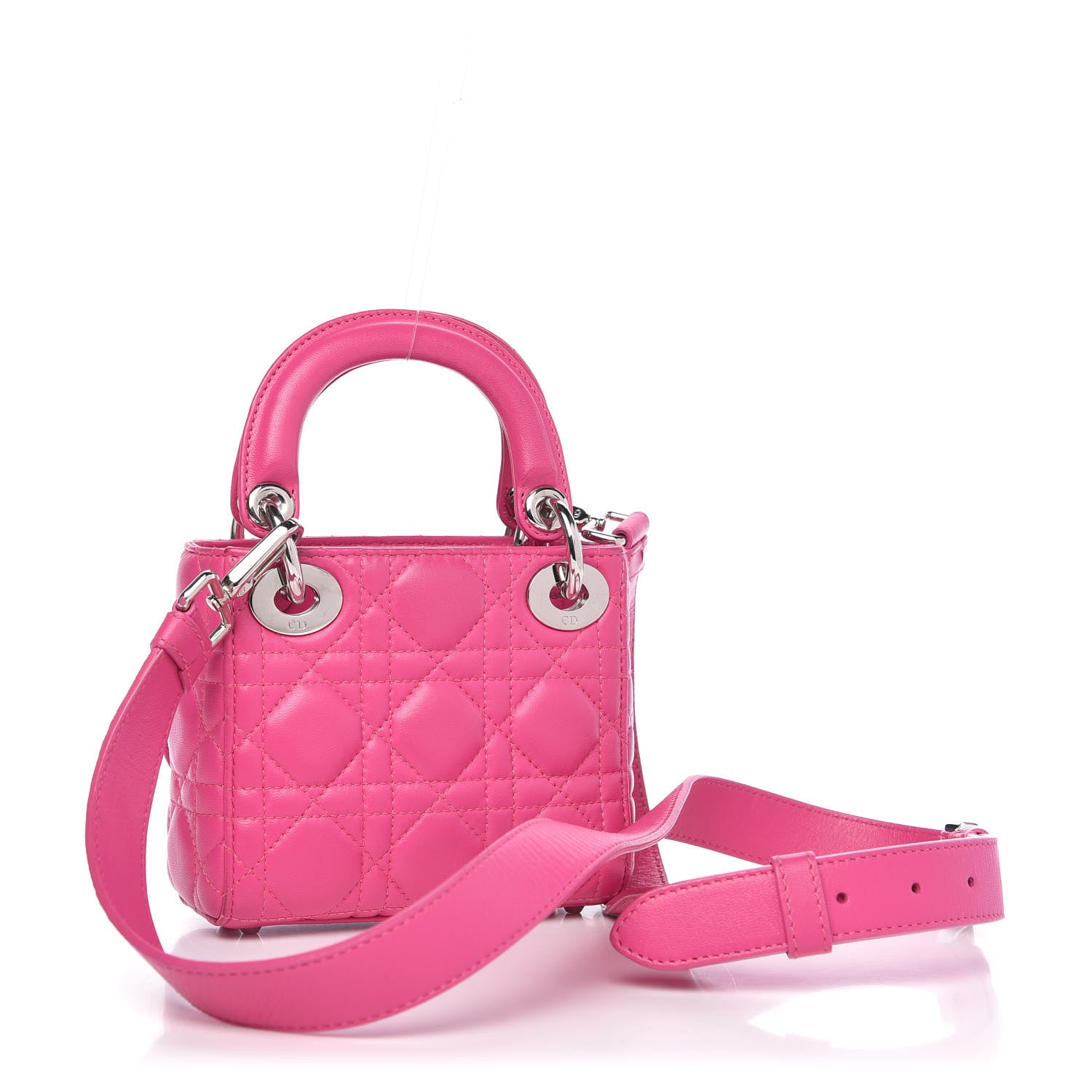 Christian Dior Lambskin Cannage Nano Lady Dior Fuchsia 3 of 10