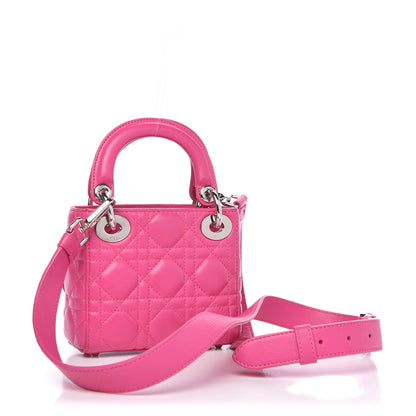 Christian Dior Lambskin Cannage Nano Lady Dior Fuchsia 3 of 10