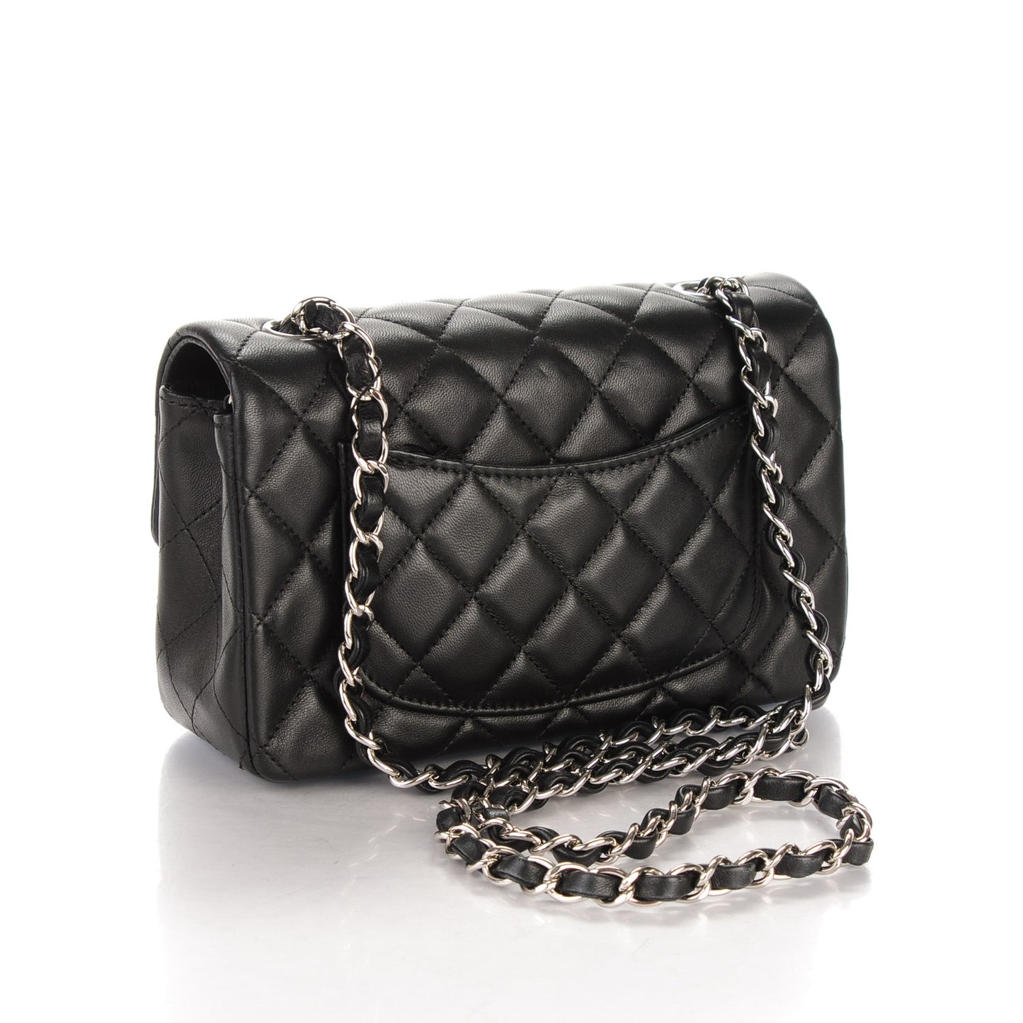 Lambskin Quilted Mini Rectangular Flap Black