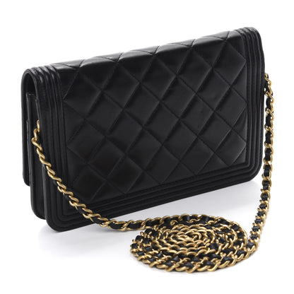 Chanel Lambskin Quilted Boy Wallet On Chain WOC Black 3 of 13