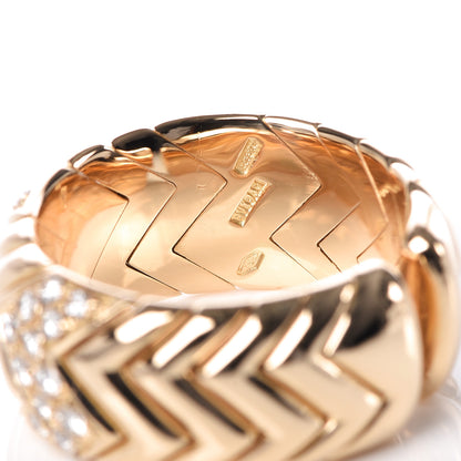 Bulgari 18K Yellow Gold Diamond Spiga Ring 53 6.5 4 of 4