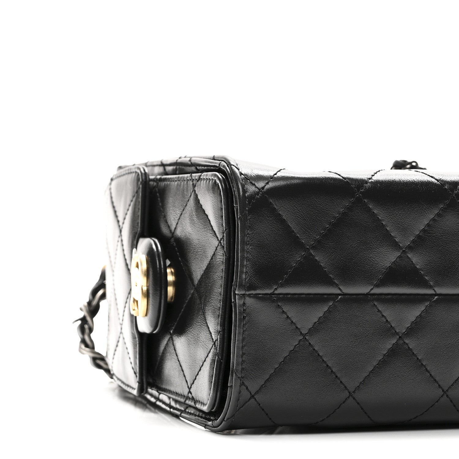 Chanel Shiny Crumpled Quilted Mini Chanel 25 Handbag Black 1774613