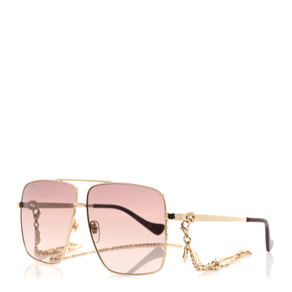 Gucci Metal Navigator Square Chain Sunglasses GG1089S Gold Pink 1 of 8