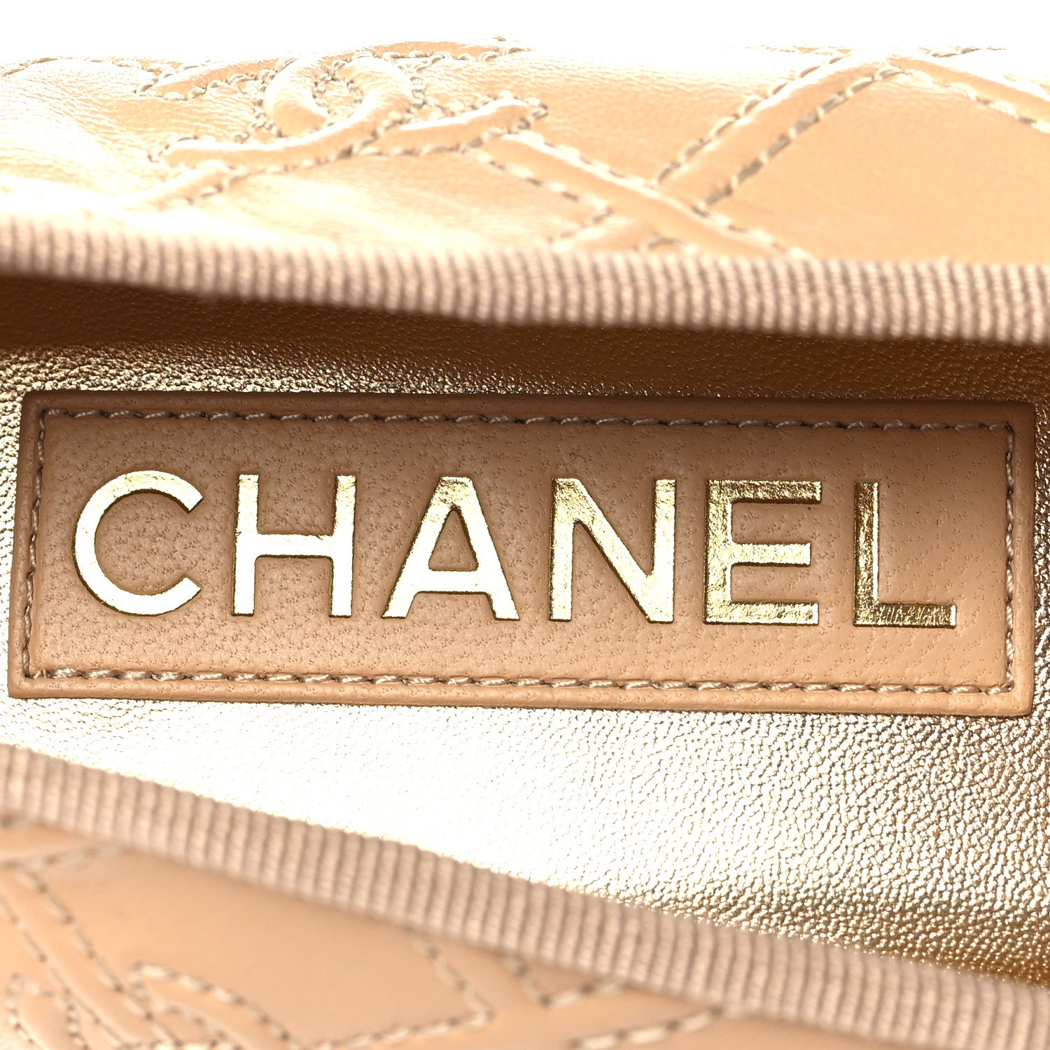 Chanel Lambskin Patent Double Stitched CC Cap Toe Ballerina Flats 39.5 Beige Black 9 of 10