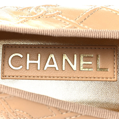 Chanel Lambskin Patent Double Stitched CC Cap Toe Ballerina Flats 39.5 Beige Black 9 of 10