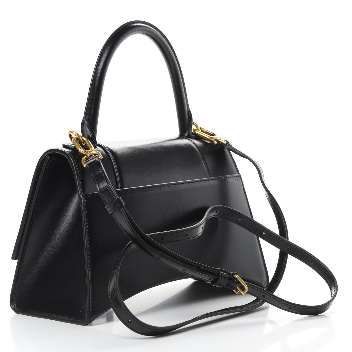 Balenciaga Shiny Box Calfskin Small Hourglass Top Handle Bag Black 4 of 12