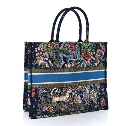 Christian Dior Canvas Embroidered D-Constellation Book Tote Blue Multicolor 3 of 9
