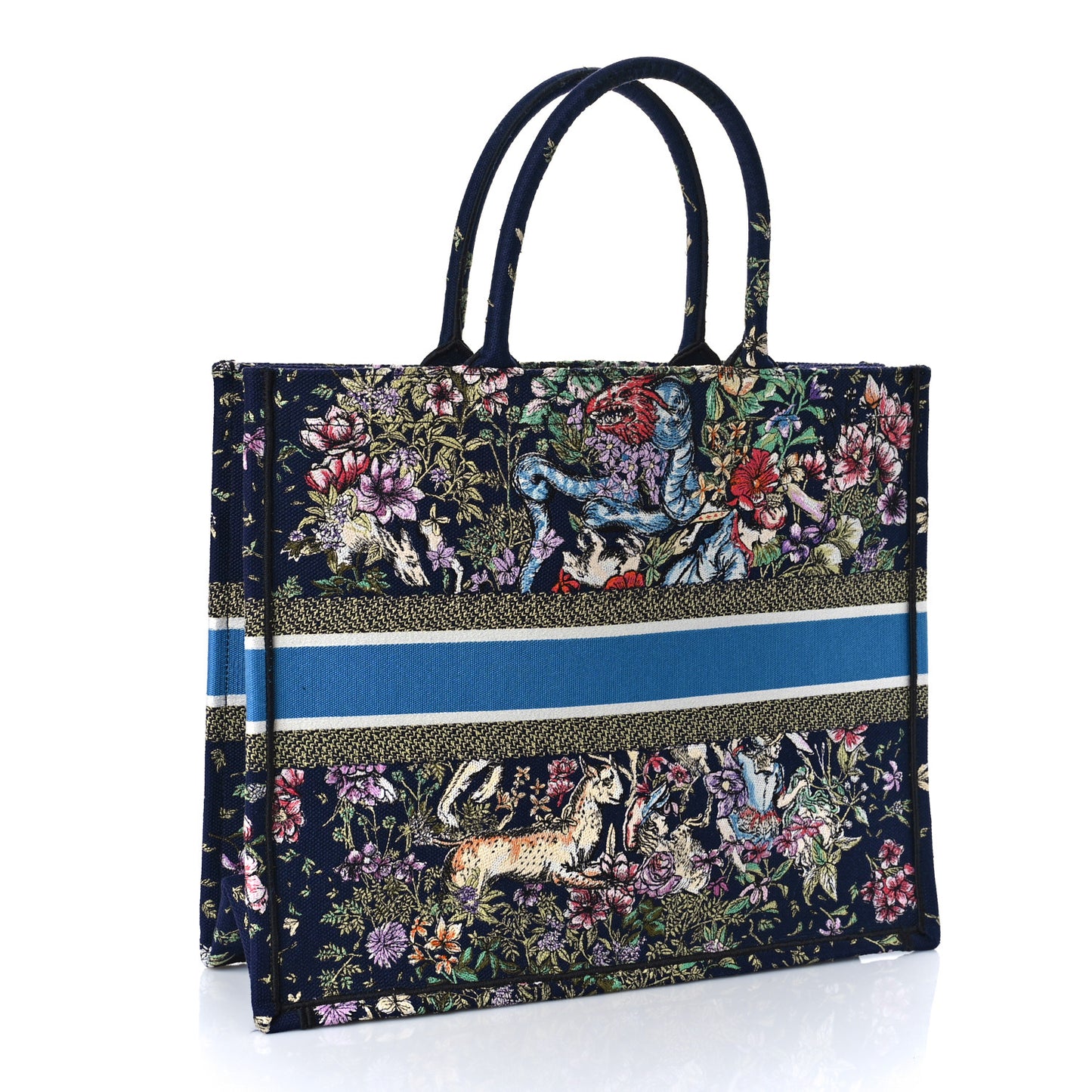 Canvas Embroidered D-Constellation Book Tote Blue Multicolor