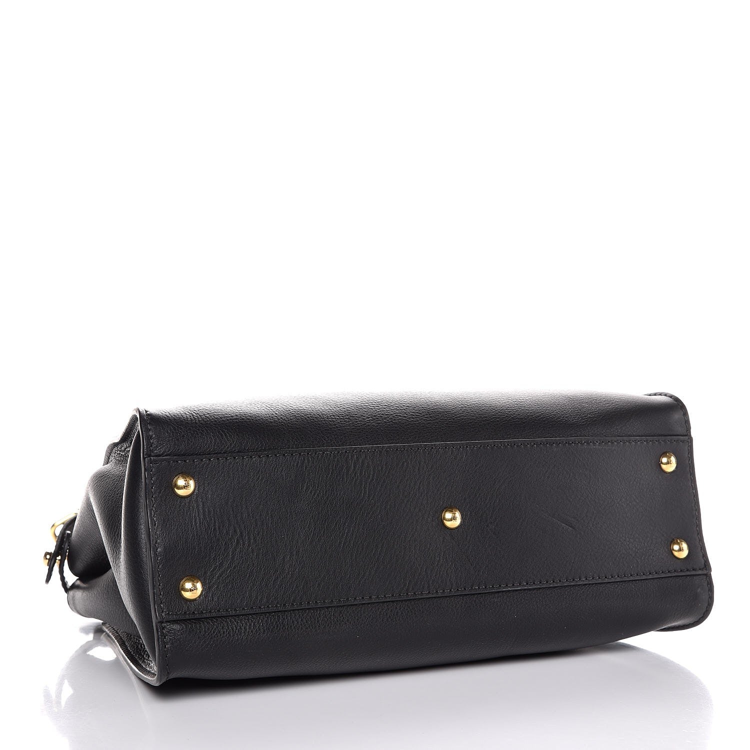 Fendi Vitello Seta Shiny Nappa Medium Peekaboo Iconic Satchel Black 4 of 8