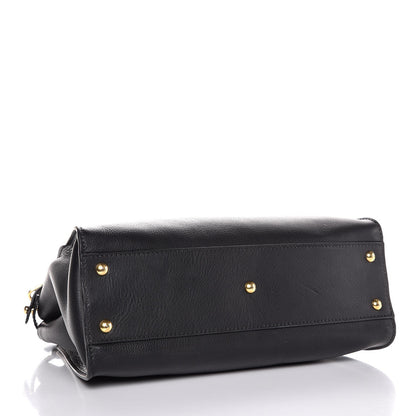 Fendi Vitello Seta Shiny Nappa Medium Peekaboo Iconic Satchel Black 4 of 8