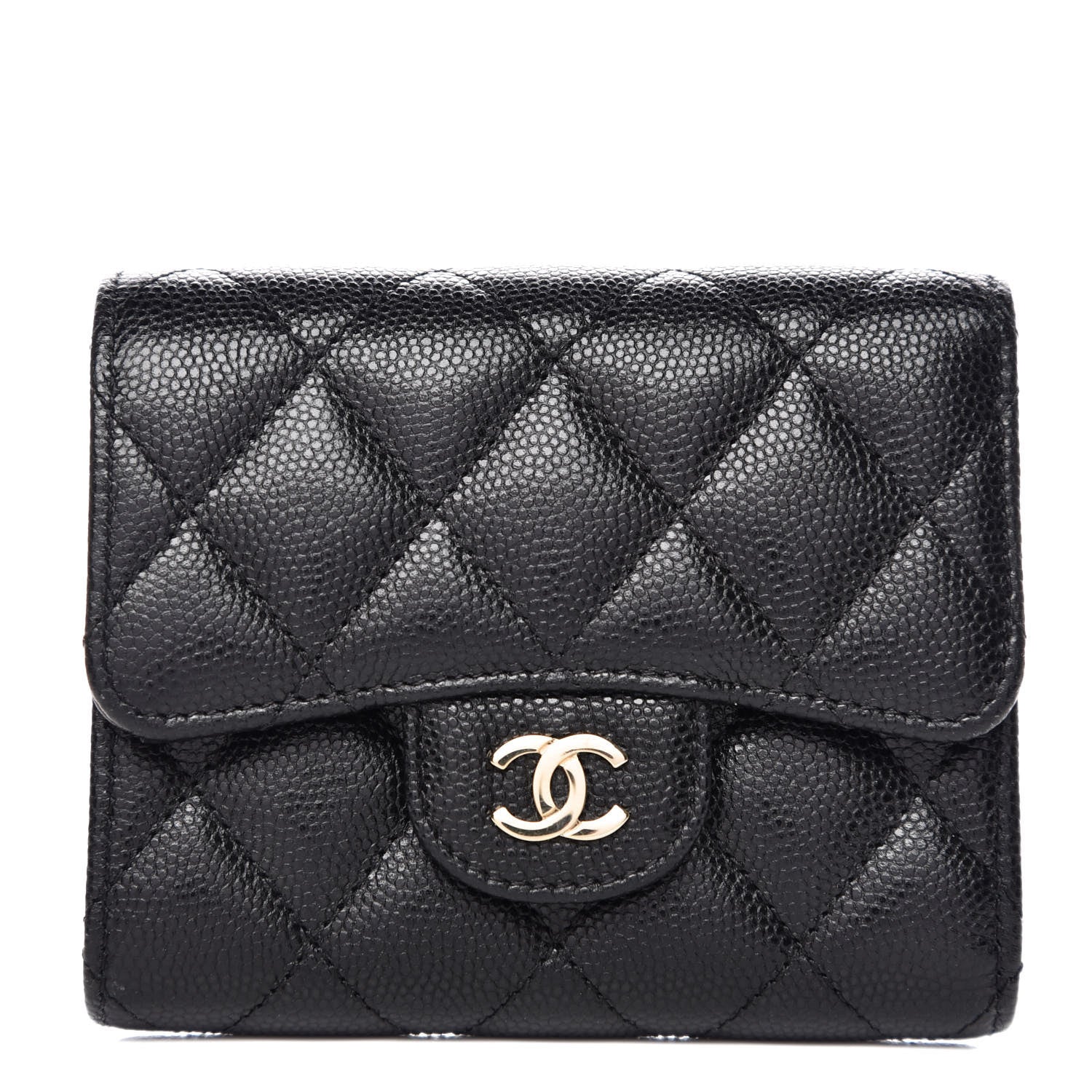 Chanel Caviar Quilted Compact Flap Wallet Black 1 of 9