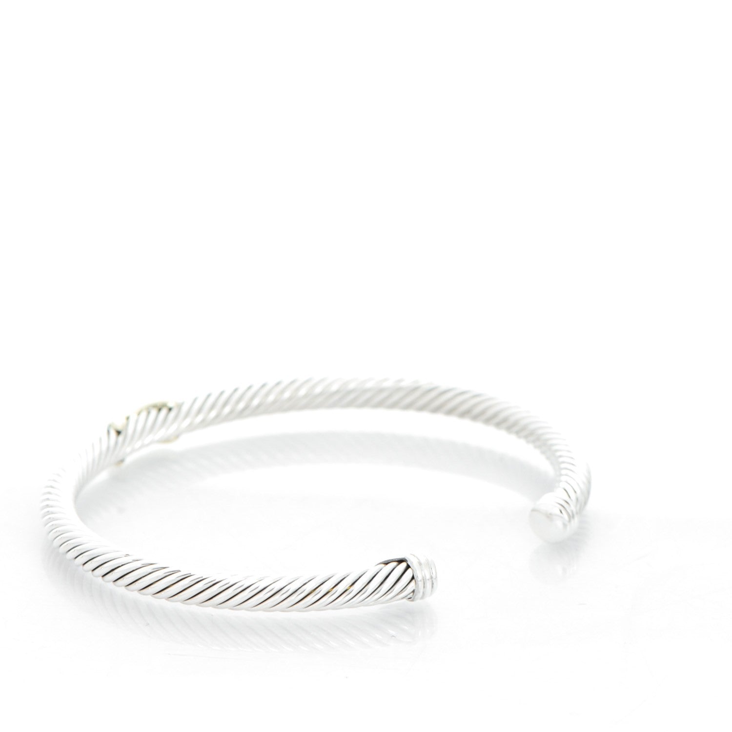 David Yurman Sterling Silver 18K Yellow Gold 4mm X Station Cable Bracelet 3 of 5