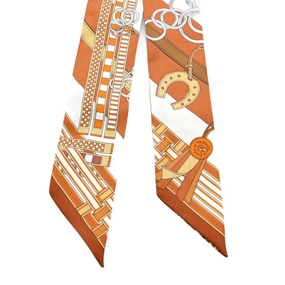 Hermes Silk Brides et Gris Twilly Caramel White Bronze 3 of 3