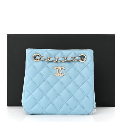 Chanel Caviar Quilted Mini Bucket Bag Blue 11 of 11