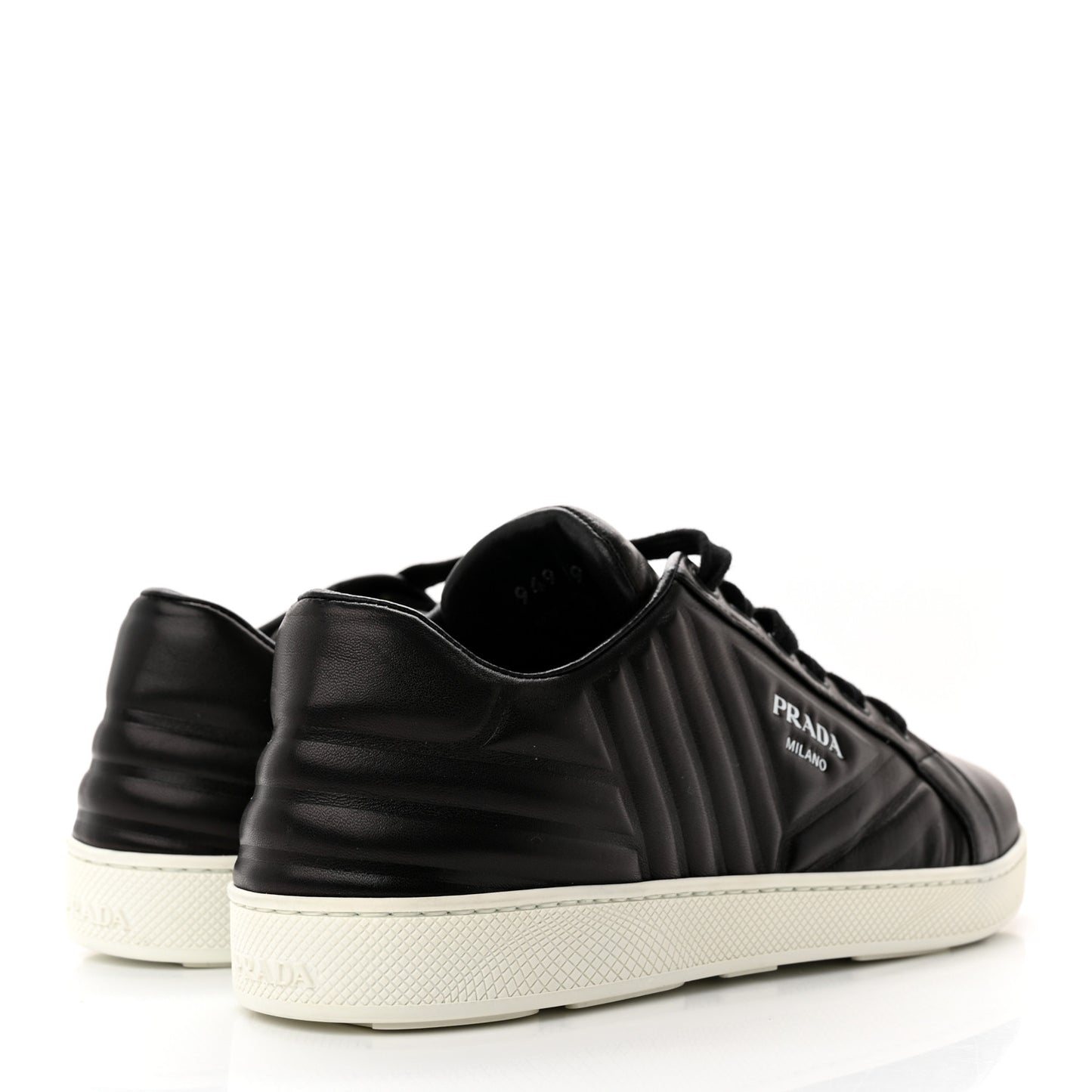 Nappa Logo Embossed Womens Low Top Sneakers 39.5 Black White