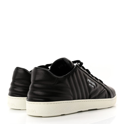 Prada Nappa Logo Embossed Womens Low Top Sneakers 39.5 Black White 4 of 10