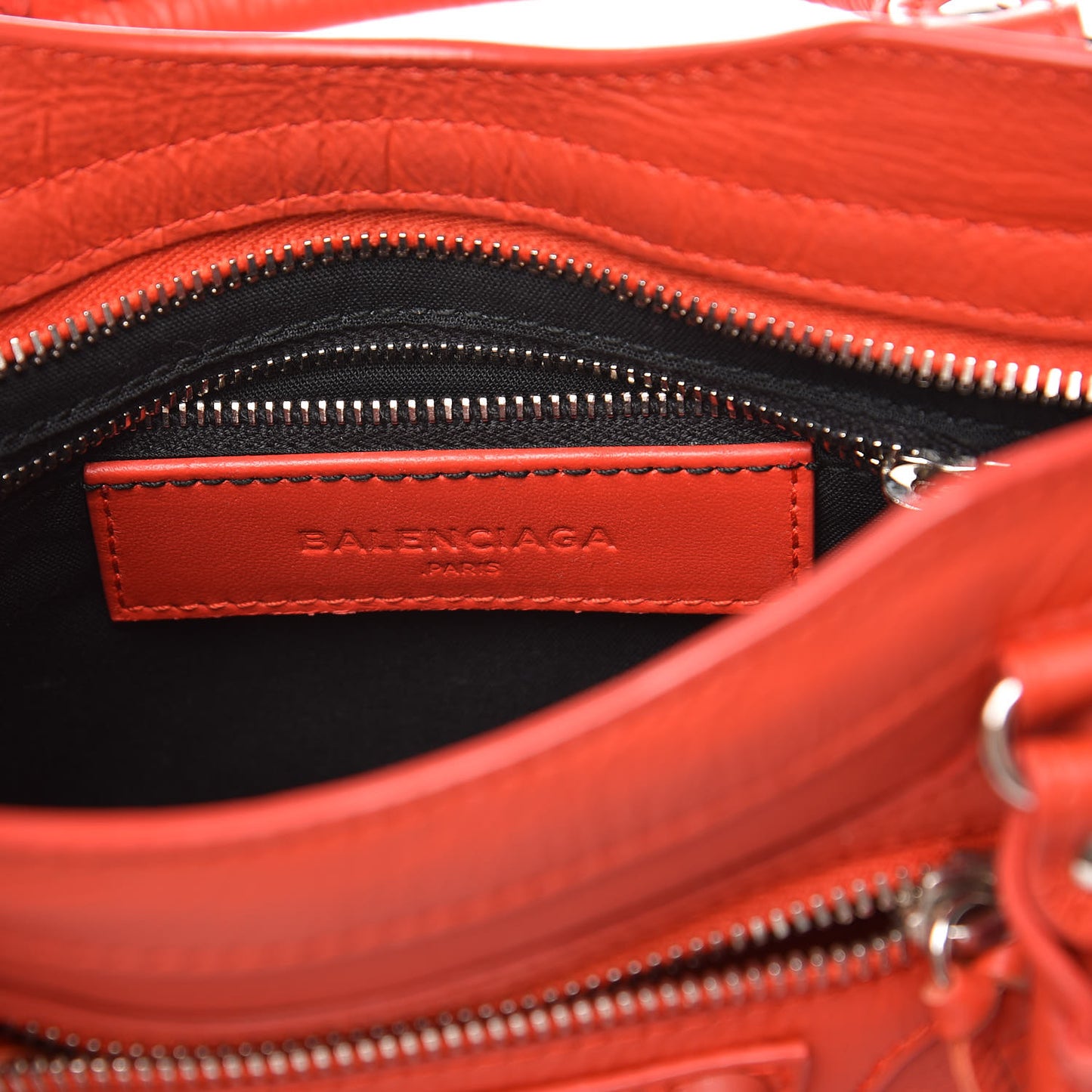 Matte Goatskin Rubber Covered Classic Hardware Mini City Rouge Coquelicot Rouge Braise
