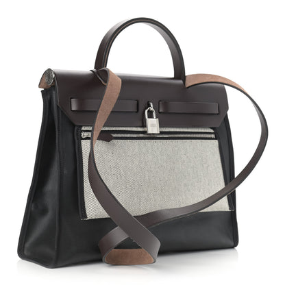 Hermes Toile H Berline Vache Hunter Herbag Zip PM 31 Black Ebene 3 of 11
