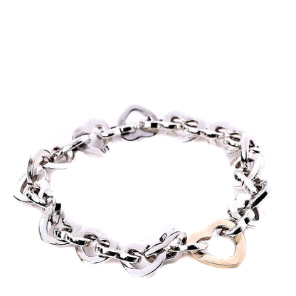 Tiffany Sterling Silver 18K Yellow Gold Heart Links Bracelet 1 of 4