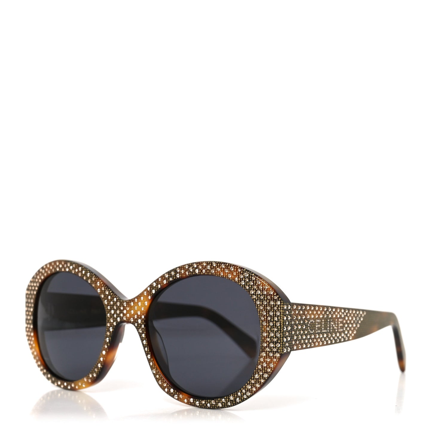 Acetate Crystal Studded Bold 3 Dots Round Sunglasses CL4240IS Tortoise