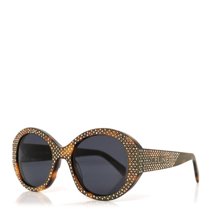 Celine Acetate Crystal Studded Bold 3 Dots Round Sunglasses CL4240IS Tortoise 1 of 7