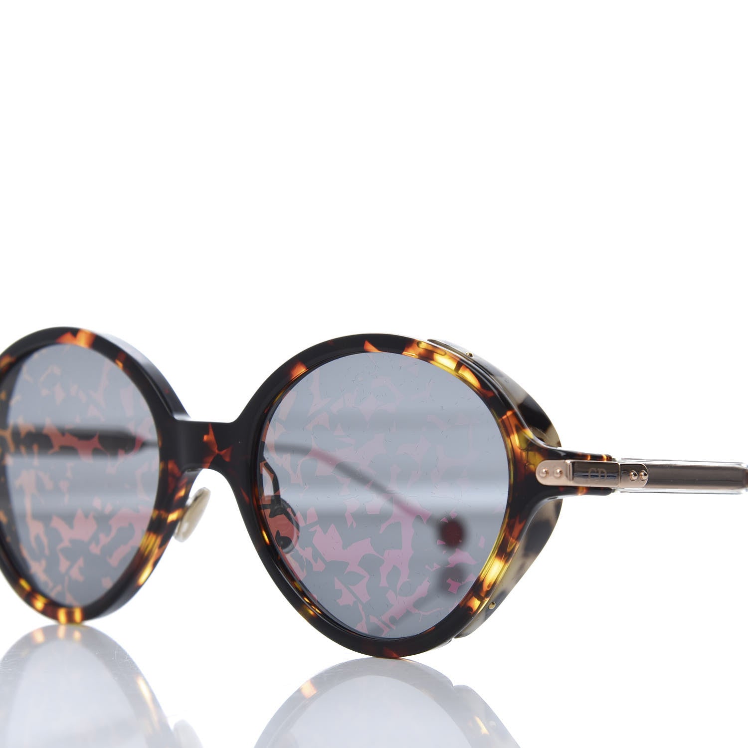 Christian Dior Acetate Leaf Print Umbrage Round Sunglasses Pink Foliage 5 of 8