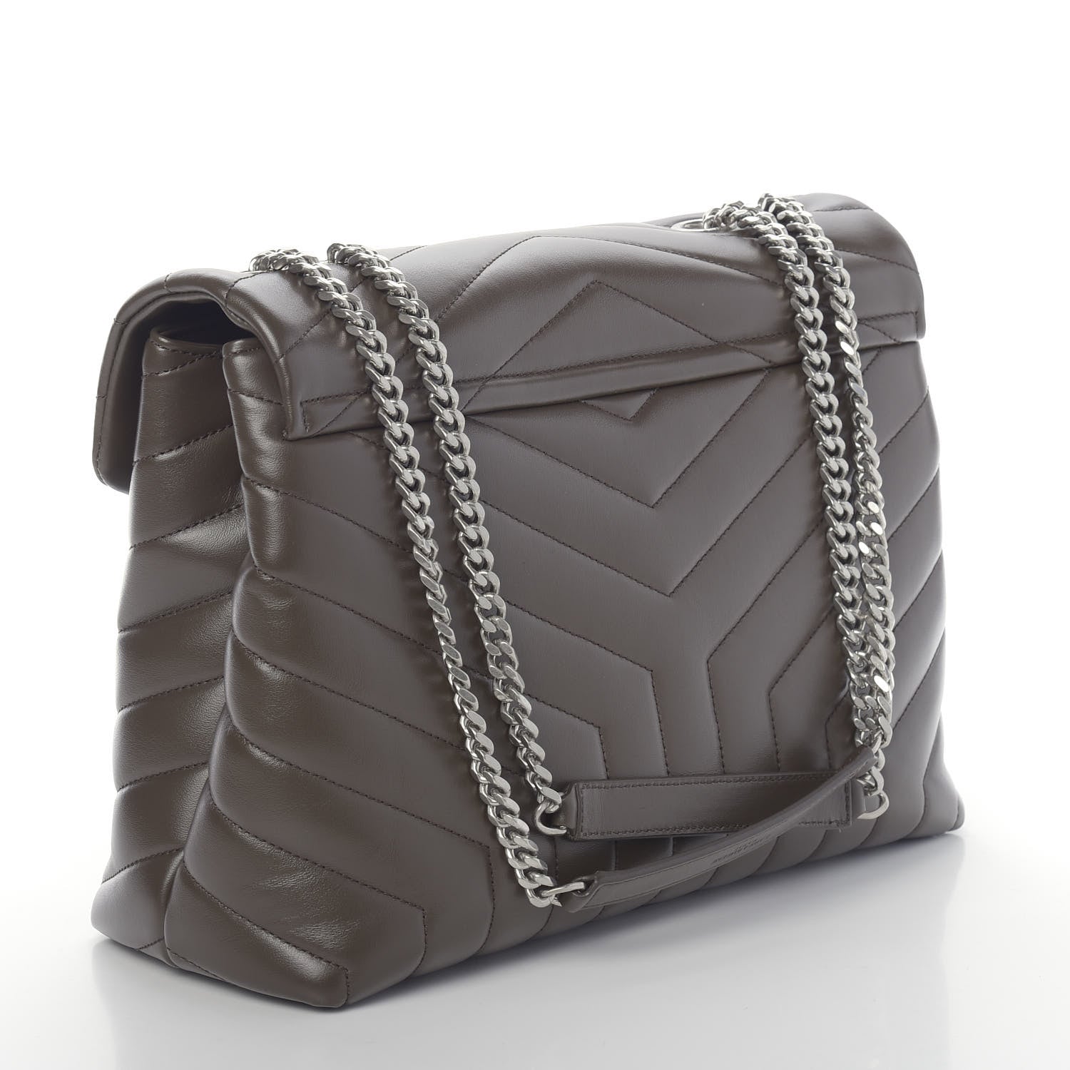Saint Laurent Calfskin Y Quilted Monogram Medium Loulou Chain Satchel Earth 3 of 10