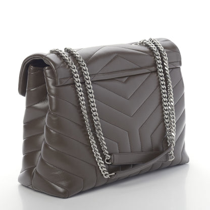 Saint Laurent Calfskin Y Quilted Monogram Medium Loulou Chain Satchel Earth 3 of 10